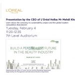 Presentation by the CEO of L’Oréal Hellas Mr Mehdi Khoubbane