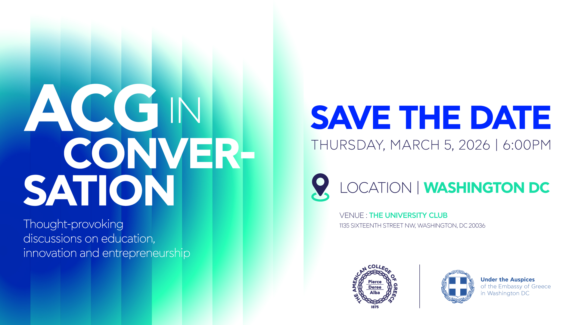 ACG in Conversation - Washington DC 2026 | The American College of Greece